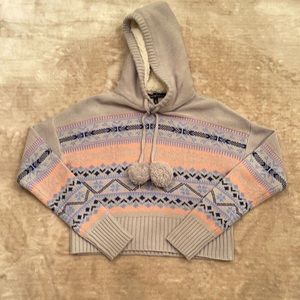 Derek Heart Cropped Hoodie Sweater Size Small